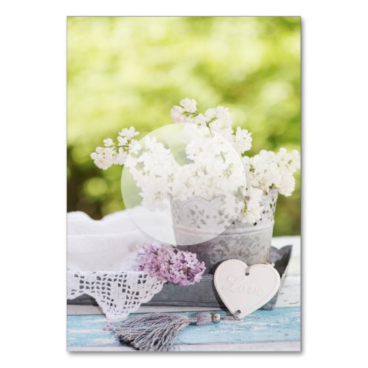Romantic Spring Flower Lila Wedtable Number Kaart (Achterkant)