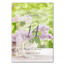 Romantic Spring Flower Lila Wedtable Number