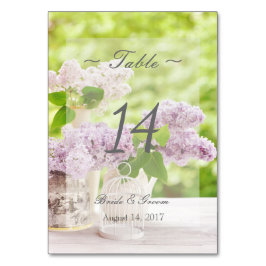 Romantic Spring Flower Lila Wedtable Number Kaart