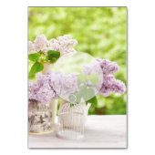 Romantic Spring Flower Lila Wedtable Number Kaart (Achterkant)