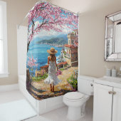 Romantic Spring on the Mediterranean Coast Douchegordijn (In situ)