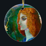 Romantic Spring Pendant Keramisch Ornament<br><div class="desc">Springy,  romantische hanger met gedicht op de achterkant van een afbeelding van de kunstenaar New York,  Susan Tammany. Tekst van het gedicht van Izumi Shikibu:  Meer geurig/ door degene die ze zag en plukte, / deze bloemen, / kostbaar,  voorbijgaand -</div>