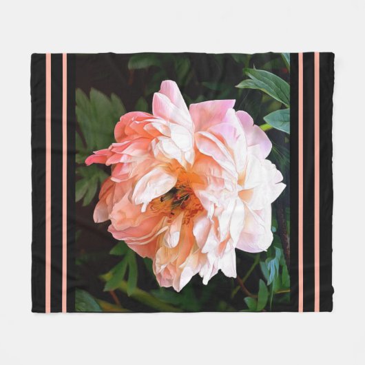 Romantic Spring Peony in Bleek strand Fleece Deken (Voorkant (Horizontaal))