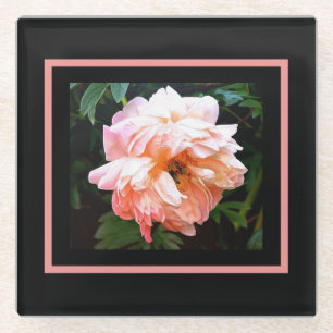 Romantic Spring Peony in Bleek strand Glazen Onderzetter