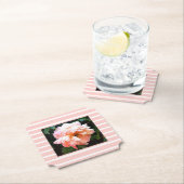 Romantic Spring Peony op peach Stripes Kartonnen Onderzetters (Insitu)