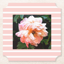 Romantic Spring Peony op peach Stripes Kartonnen Onderzetters