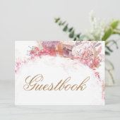 Romantic Spring Pink Flower Wedding Guestbook (Staand voorkant)