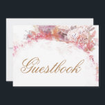 Romantic Spring Pink Flower Wedding Guestbook<br><div class="desc">Romantic Spring Pink Floral Wedding receptie borden voor een prachtige bohemische huwelijksreceptie.  bloemen. Stylish Boho bruiloft. Roze en gouden kleuren. Guestbook Sign.</div>