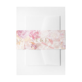 Romantic Spring Pink Flowers Weddenschap Band Uitnodigingen Wikkel