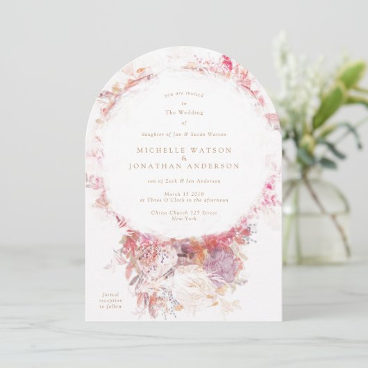 Romantic Spring Pink Flowers Weddenschap Kaart (Staand voorkant)