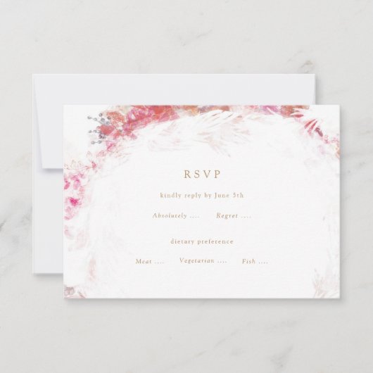 Romantic Spring Pink Flowers Weddenschap RSVP Invo (Voorkant)