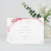 Romantic Spring Pink Flowers Weddenschap RSVP Invo Kaartje (Staand voorkant)