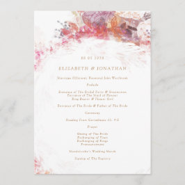 Romantic Spring Pink Flowers Wedding Programme Programmakaart