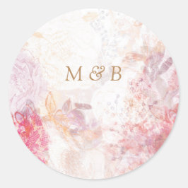 Romantic Spring Pink Flowers Wedding Sticker