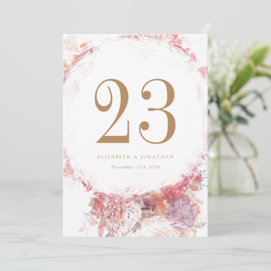 Romantic Spring roze Flowers Table Number Kaart (Staand voorkant)
