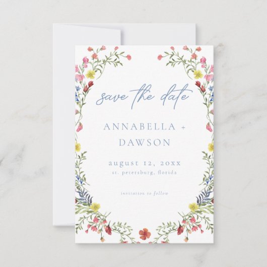 Romantic Spring Wildflower Garden Wedding Photo Save The Date (Voorkant)