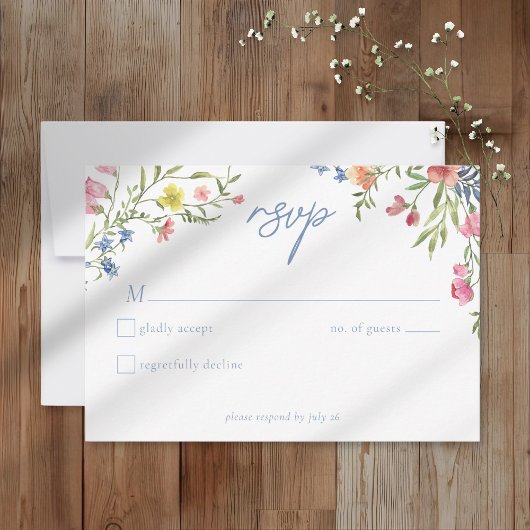 Romantic Spring Wildflower Garden Wedding RSVP Kaartje
