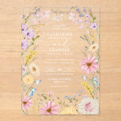 Romantic Spring Wildflower Meadow Wedding Acryl Uitnodigingen (Voorkant)