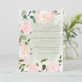Romantic Springtime Blush Pink Floral Wedding Kaart (Staand voorkant)