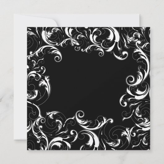 Romantic Square Fancy Swirl Wedding Invitation Kaart (Achterkant)
