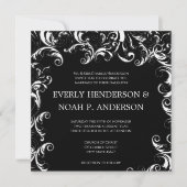 Romantic Square Fancy Swirl Wedding Invitation Kaart (Voorkant)