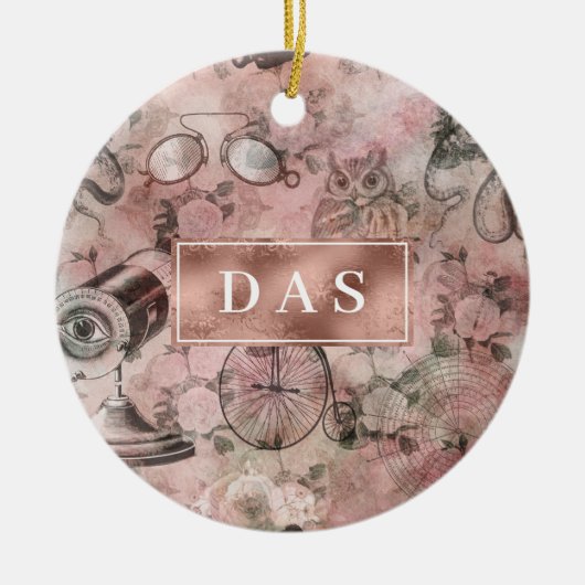 Romantic Steampunk |  Ephemera-monogram Keramisch Ornament (Voorkant)
