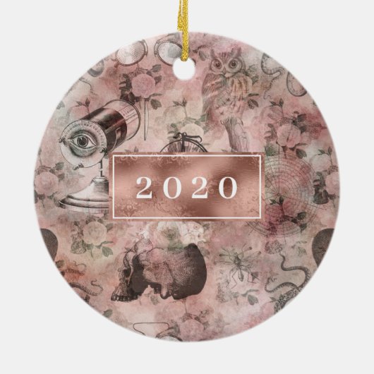 Romantic Steampunk |  Ephemera-monogram Keramisch Ornament (Achterkant)