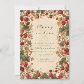 Romantic Strawberry Floral Bridal Shower Kaart (Voorkant)