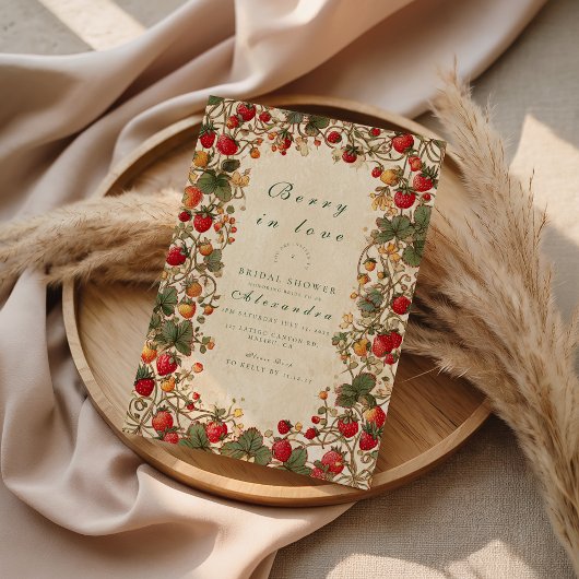 Romantic Strawberry Floral Bridal Shower Kaart