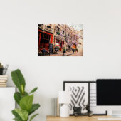 Romantic street and restaurant in Paris, Frankrijk Poster (Thuiskantoor)