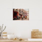 Romantic street and restaurant in Paris, Frankrijk Poster (Keuken)