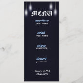 Romantic Street Lights Navy Blue Menu Card (Voorkant)