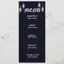 Romantic Street Lights Navy Blue Menu Card