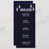 Romantic Street Lights Navy Blue Menu Card (Voorkant / Achterkant)