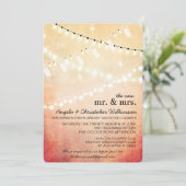 Romantic string lichten na huwelijksuitnodiging kaart (Staand voorkant)