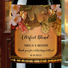 Romantic String Lights-druiven en Rozen Wijnlabel Wijn Etiket