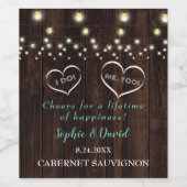 Romantic String Lights Old Barn I DO BBQ Wijn Etiket (Enkel label)