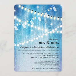 Romantic String Lights Post Wedding Invitation Kaart