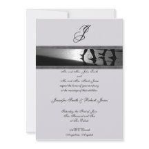 Romantic Stroll Monogram Gray Wedding Uitnodiging