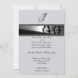 Romantic Stroll Monogram Gray Wedding Uitnodiging
