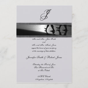 Romantic Stroll Monogram Gray Wedding Uitnodiging