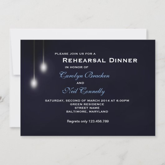 Romantic Strret Light Blue Rehearsal Dinner Card Kaart (Voorkant)