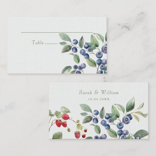 Romantic summer berries Wedding Place Card Plaatskaartje (Voorkant / Achterkant)