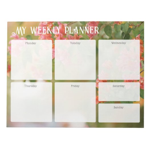 Romantic Summer Bougainvillea Weekly Planner Notitieblok (Voorkant)
