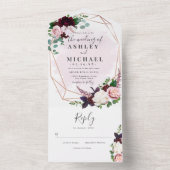 Romantic summer garden flowers wedding All In One Uitnodiging (Binnen)