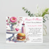 Romantic Summer Party Watercolor Burger & Pink  Kaart (Staand voorkant)