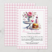 Romantic Summer Party Watercolor Burger & Pink  Kaart (Voorkant / Achterkant)