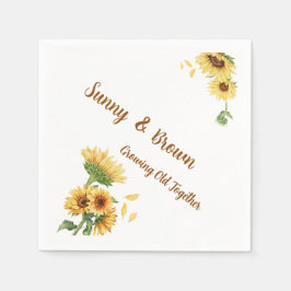 Romantic Sunflower Rustic Yellow Funny Wedding Servet