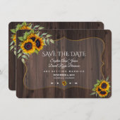 Romantic Sunflower Wood Weddenschap redt datum Save The Date (Voorkant / Achterkant)