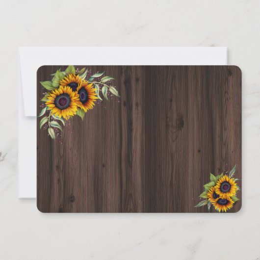 Romantic Sunflower Wood Weddenschap redt datum Save The Date (Achterkant)